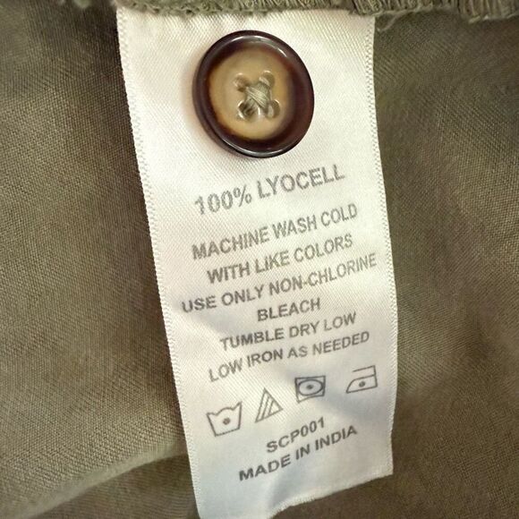 Quince Vintage Wash Lyocell Button Front Dress Taupe $128 M - Picture 9 of 10